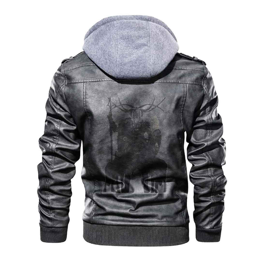 Ligerking - Viking Odin and Geri and Freki Leather Jacket A35