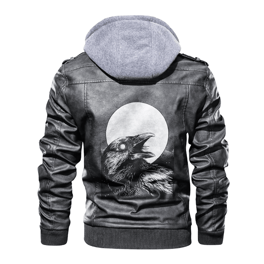 Ligerking - Viking Raven Black and Moon Leather Jacket A35