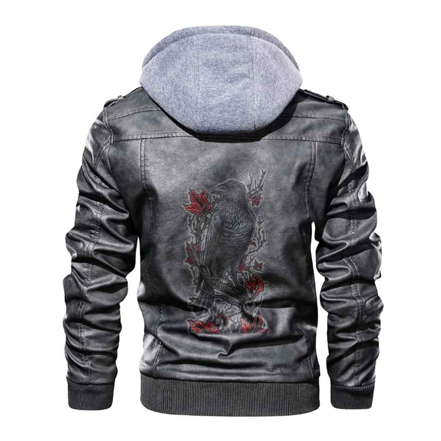 Ligerking - Viking Raven on Thorn Leather Jacket A35