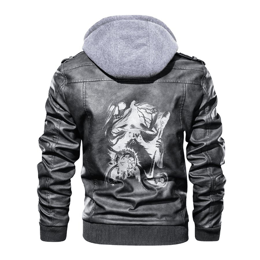 Ligerking - Viking Druid and Skull Leather Jacket A35