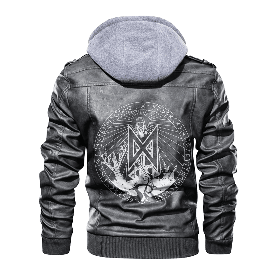 Ligerking - Viking Lugh Celtic and Rune Viking Leather Jacket A35
