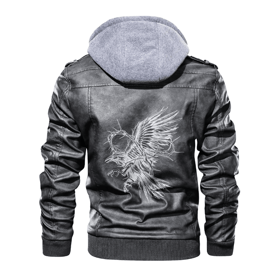 Ligerking - Viking Raven and Thorns Leather Jacket A35