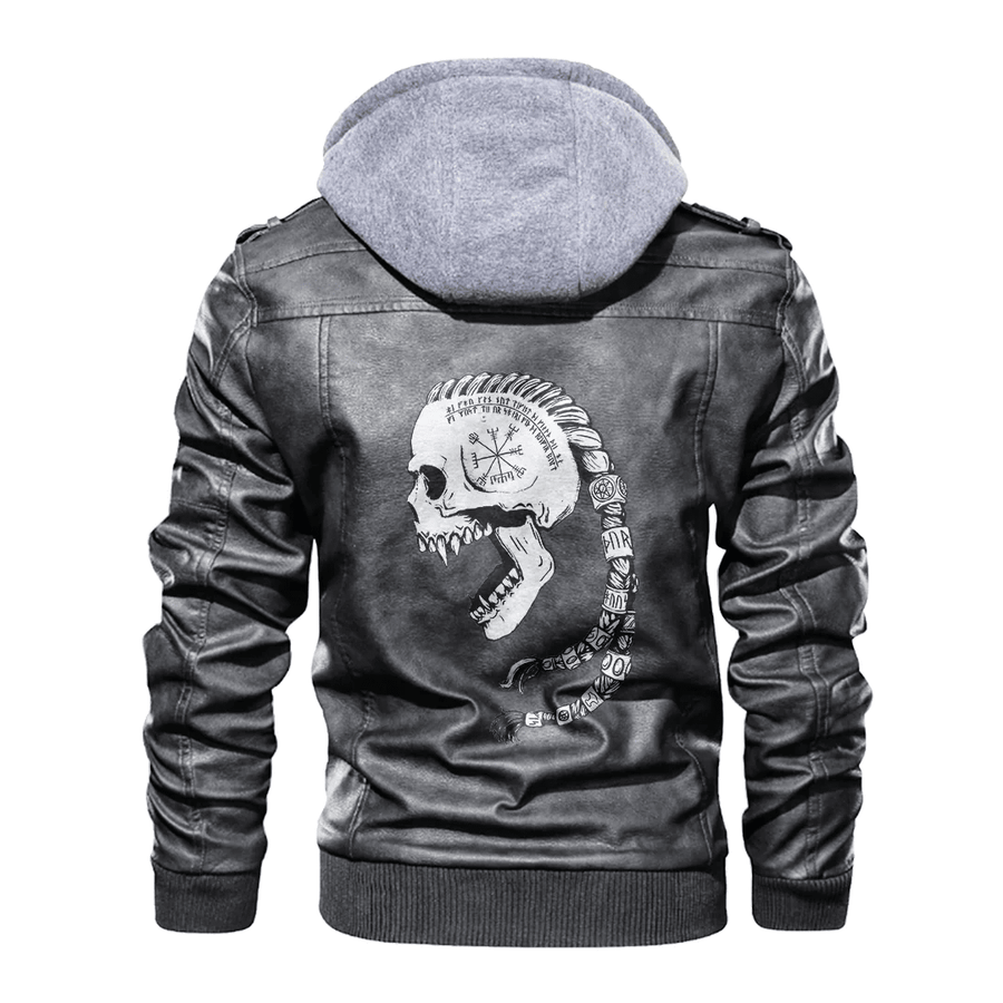 Ligerking - Viking Ragnar Skull Leather Jacket A35