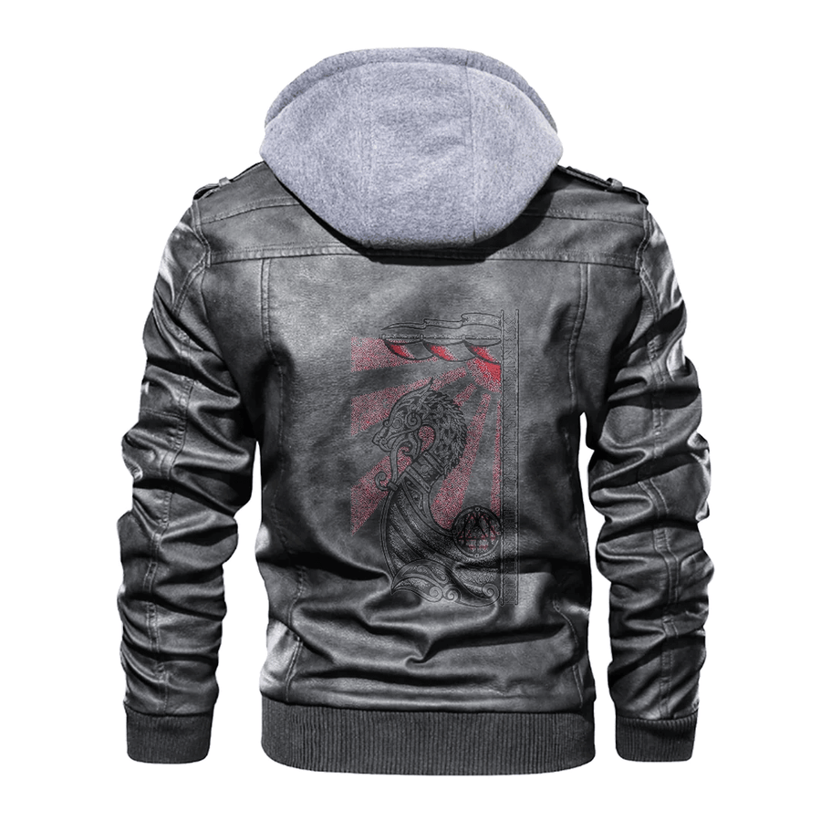 Ligerking - Viking Drakkar Celtic Style Leather Jacket A35