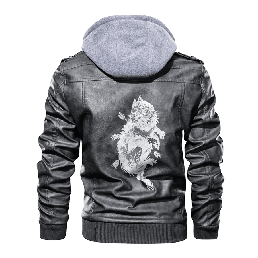 Ligerking - Viking Fenrir Hit By Arrow Leather Jacket A35