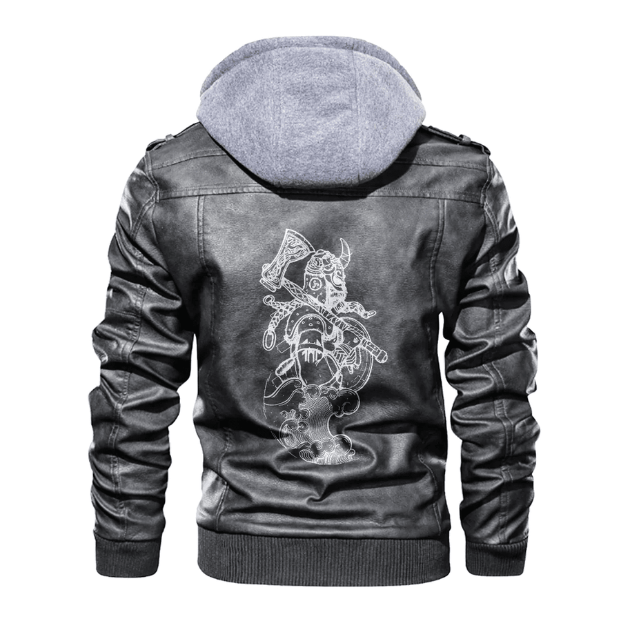 Ligerking - Viking Warrior Viking Tattoo Leather Jacket A35