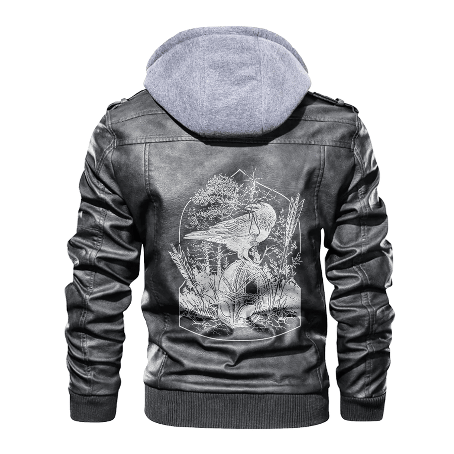 Ligerking - Viking Raven and Arrow Leather Jacket A35
