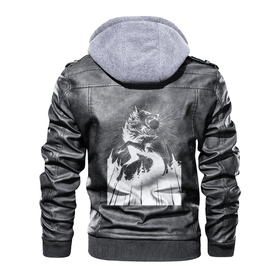 Ligerking - Viking Skoll and Sun Leather Jacket A35