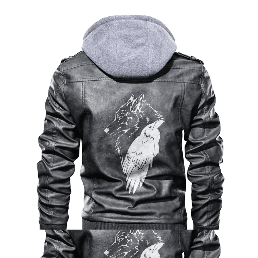 Ligerking - Viking Raven and Wolf Leather Jacket A35