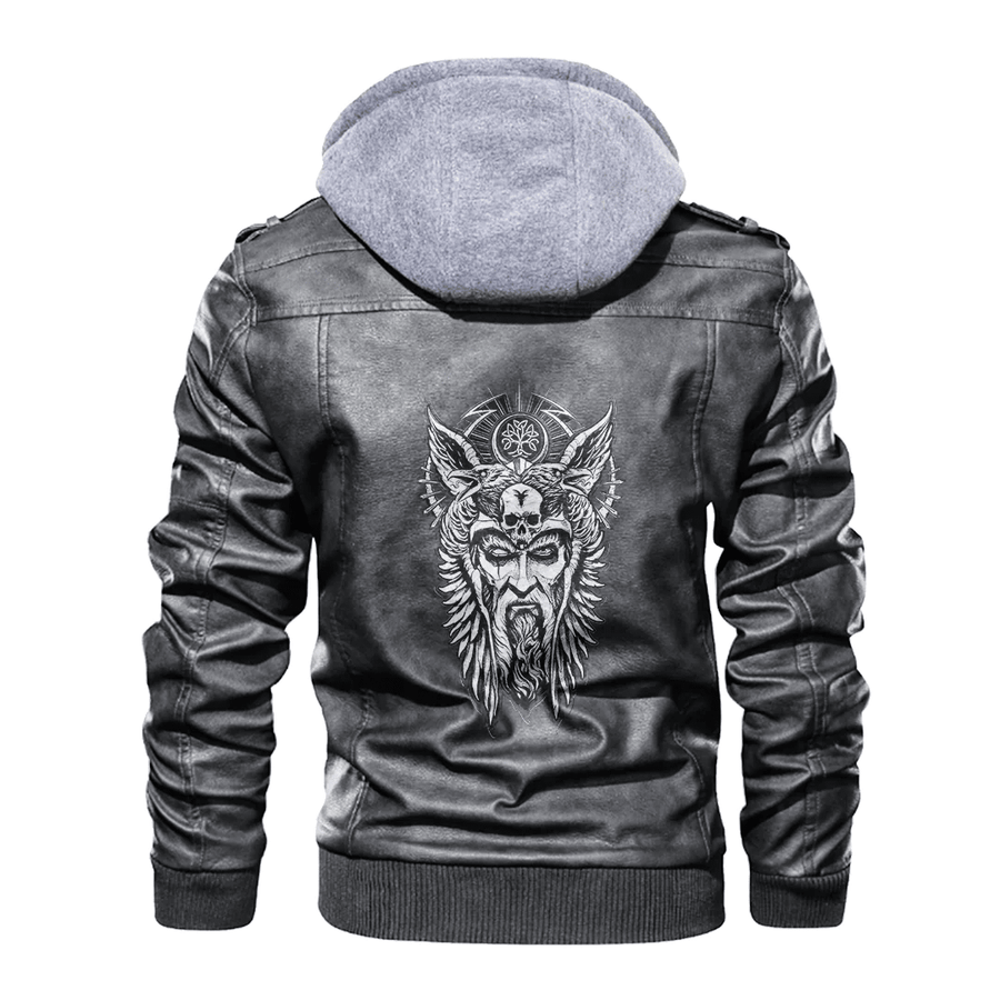 Ligerking - Viking Odin Guninn and Muninn Leather Jacket A35