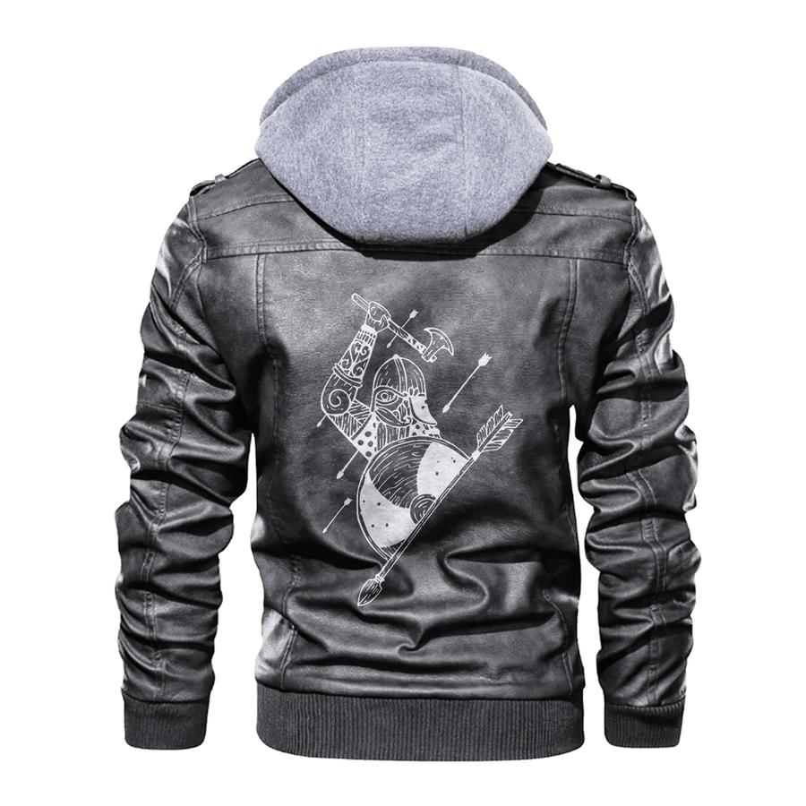 Ligerking - Viking Warrior Viking and Arrow Leather Jacket A35