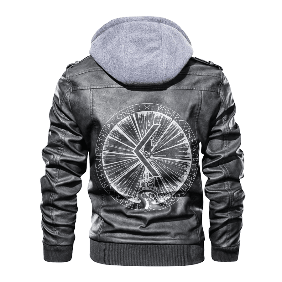 Ligerking - Viking Torch and Rune Leather Jacket A35