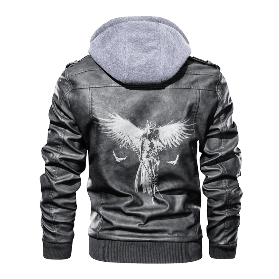 Ligerking - Viking Valkyrie and Raven Leather Jacket A35
