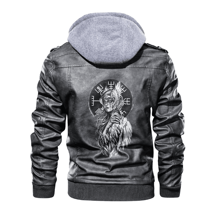 Ligerking - Viking Valkyria Helm of Awe Leather Jacket A35
