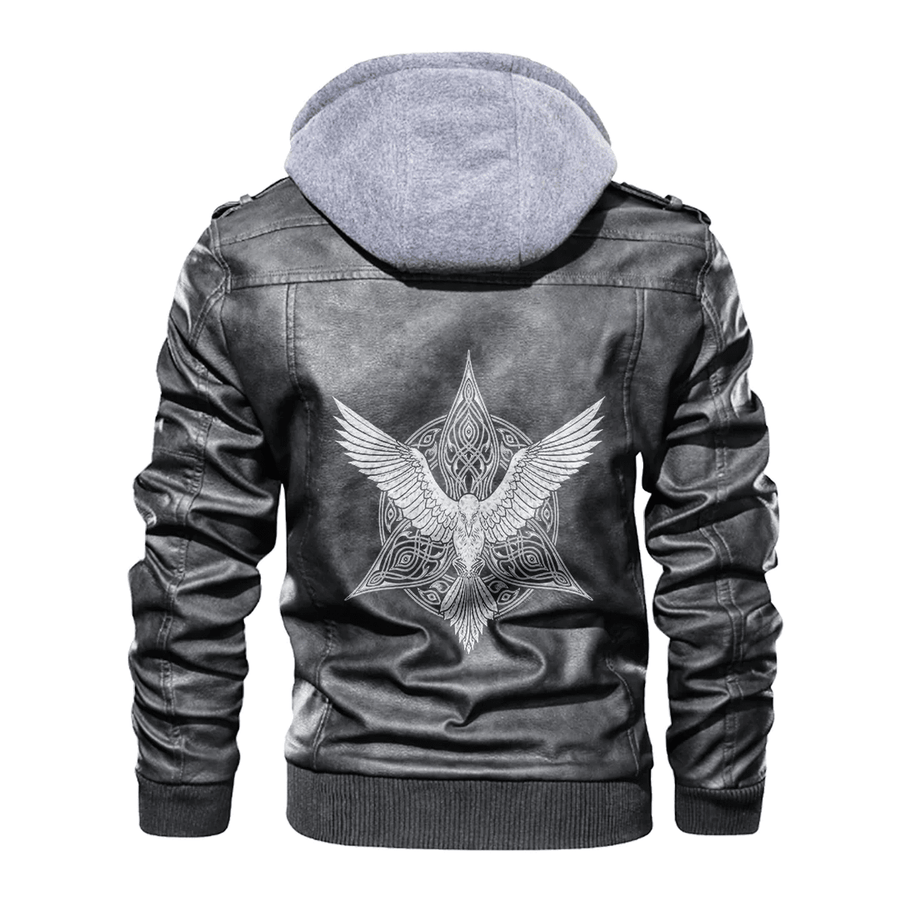 Ligerking - Viking Raven Symbol Celtic Leather Jacket A35