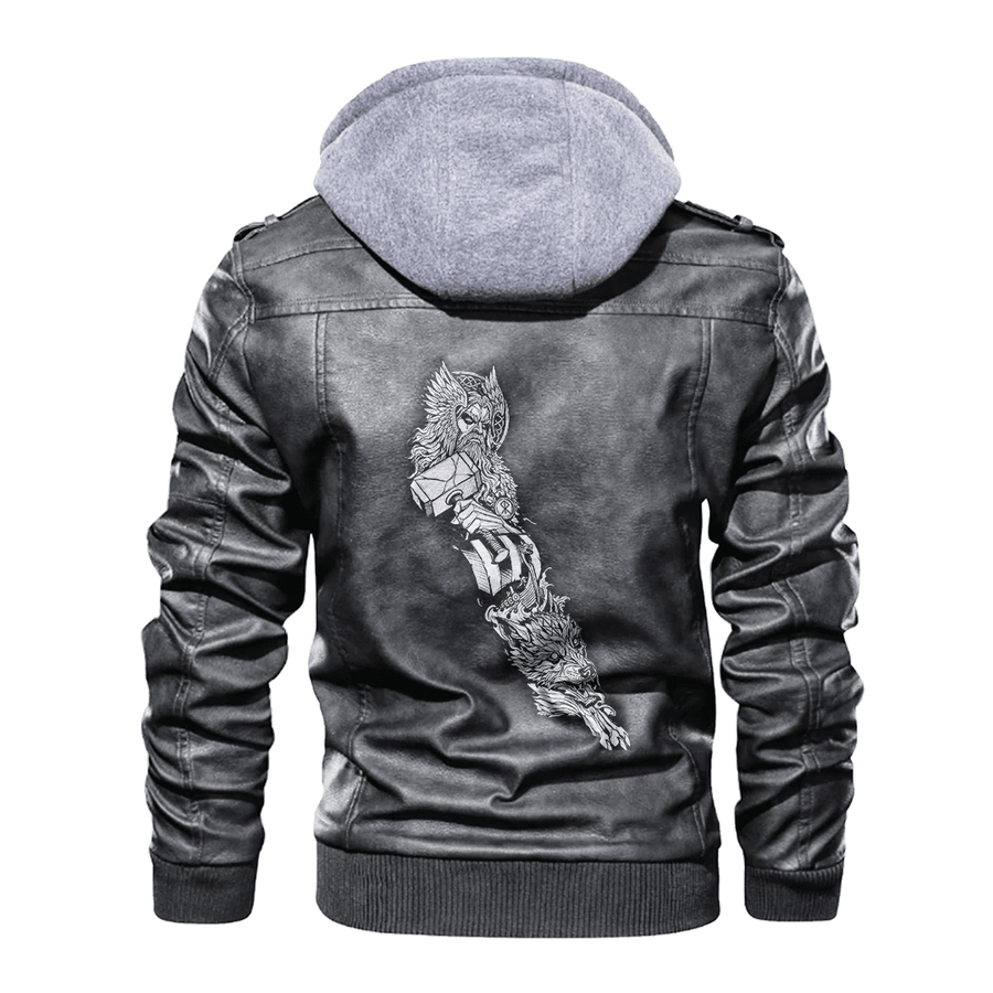 Ligerking - Viking Viking Fenrir and Thor Leather Jacket A35