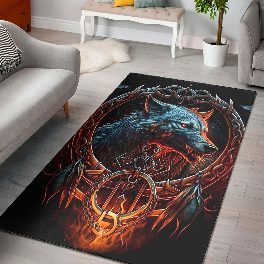 Ligerking Home Decor - Fenrir and Chain Fire Area Rug A35