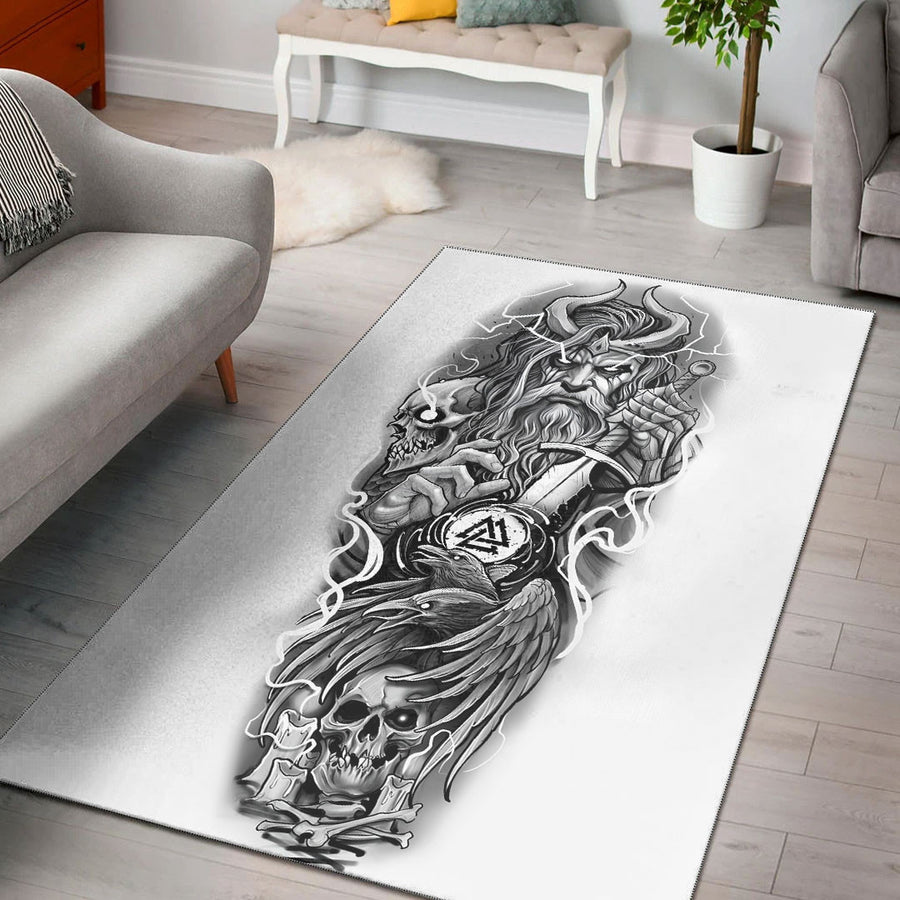 Ligerking Home Decor - Odin and Skull Area Rug A35
