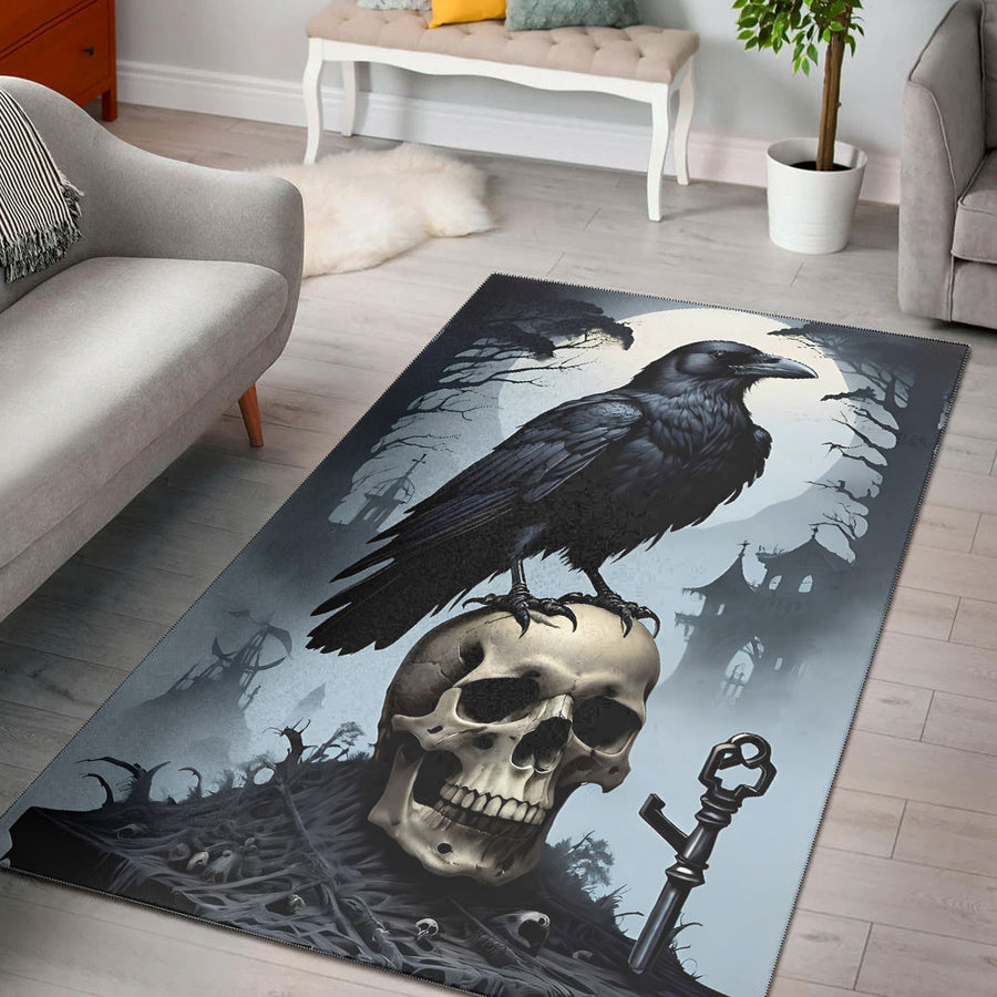 Ligerking Home Decor - Raven and Skull Area Rug A35