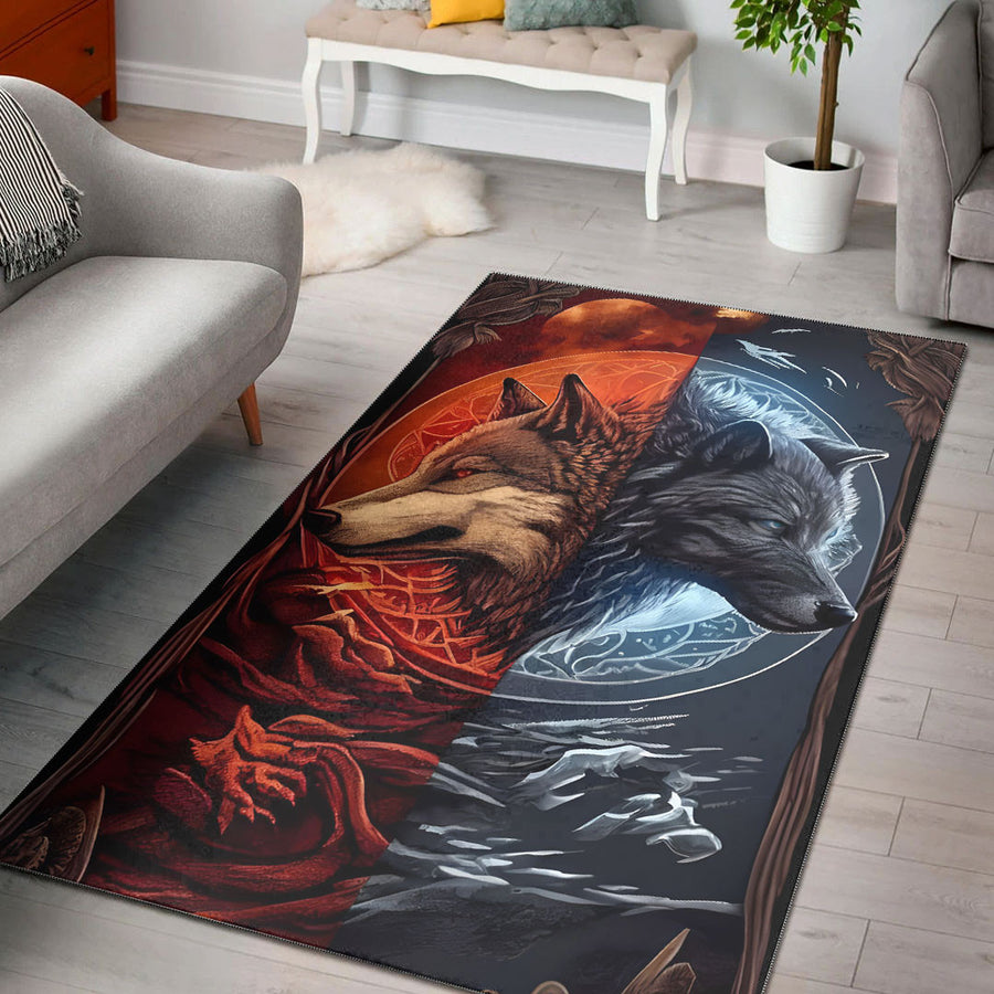 Ligerking Home Decor - Skoll and Hati Ice and Fire Area Rug A35
