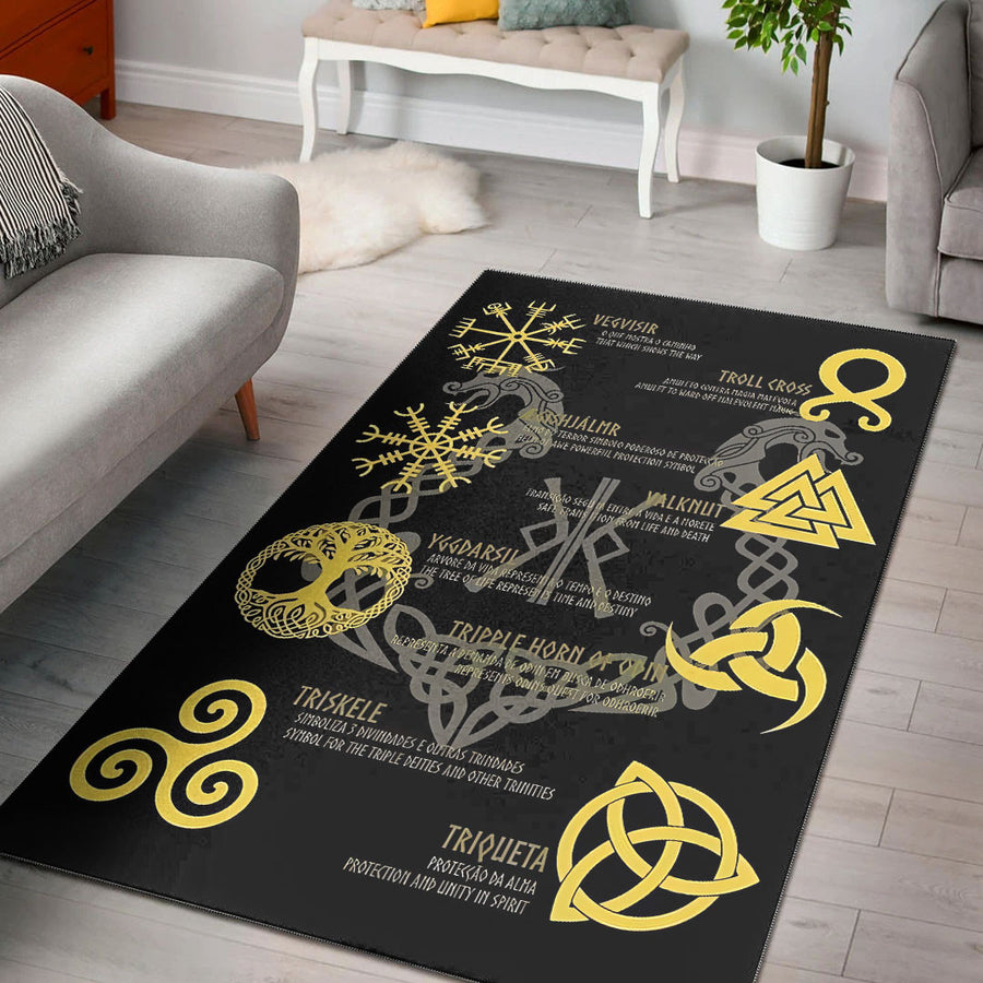 Ligerking Home Decor - Viking and Celtic Symbol Area Rug A35
