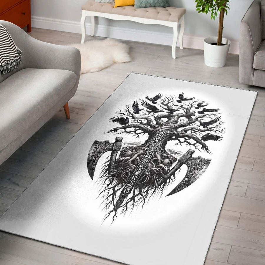 Ligerking Home Decor - Yggdrasil,Skull and Raven Area Rug A35