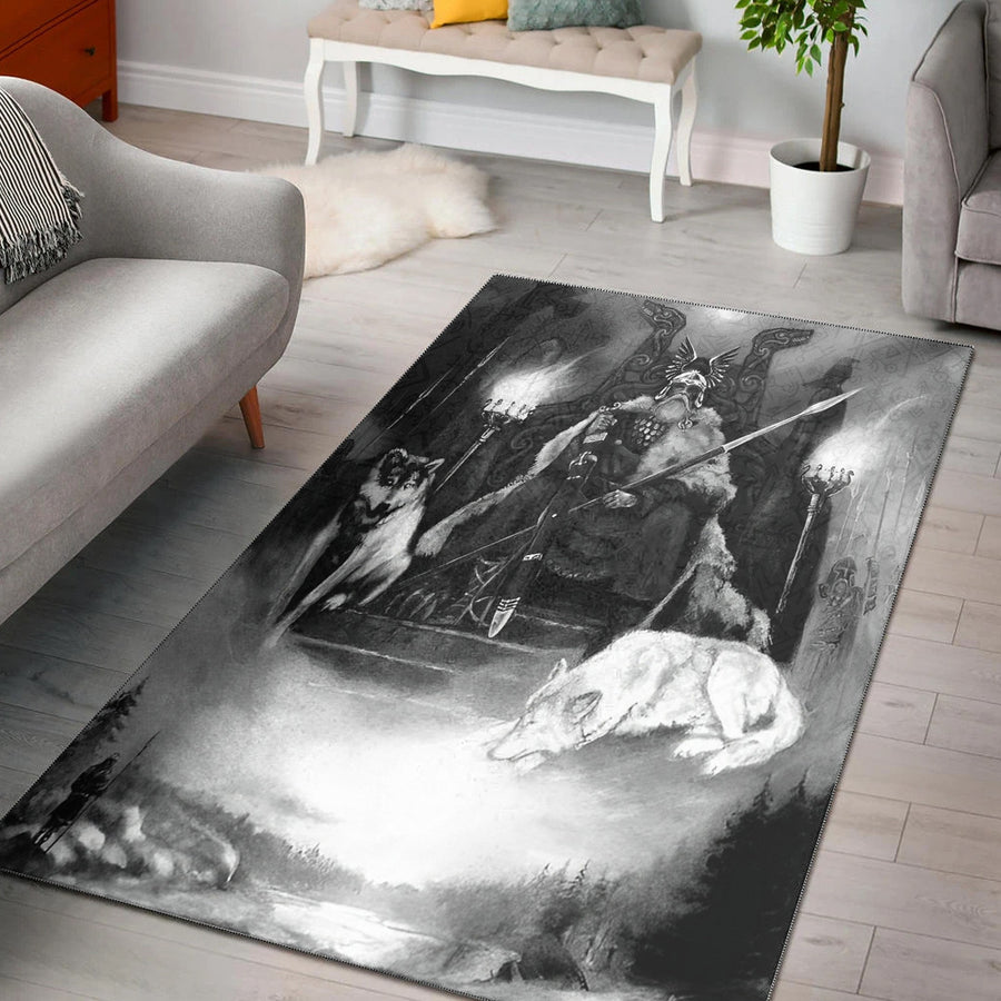Ligerking Area Rug - King Odin Viking Wolf Area Rug A35