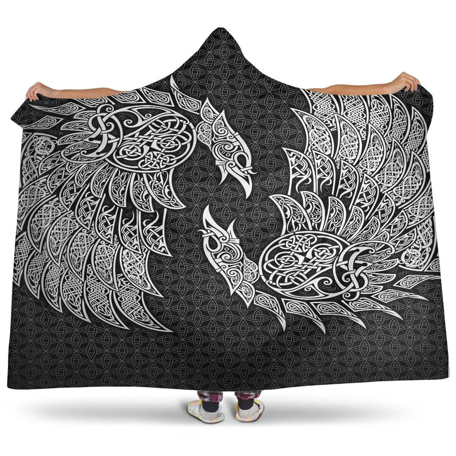 Ligerking Hooded Blanket - Raven Hugin and Munin of Asgard A35