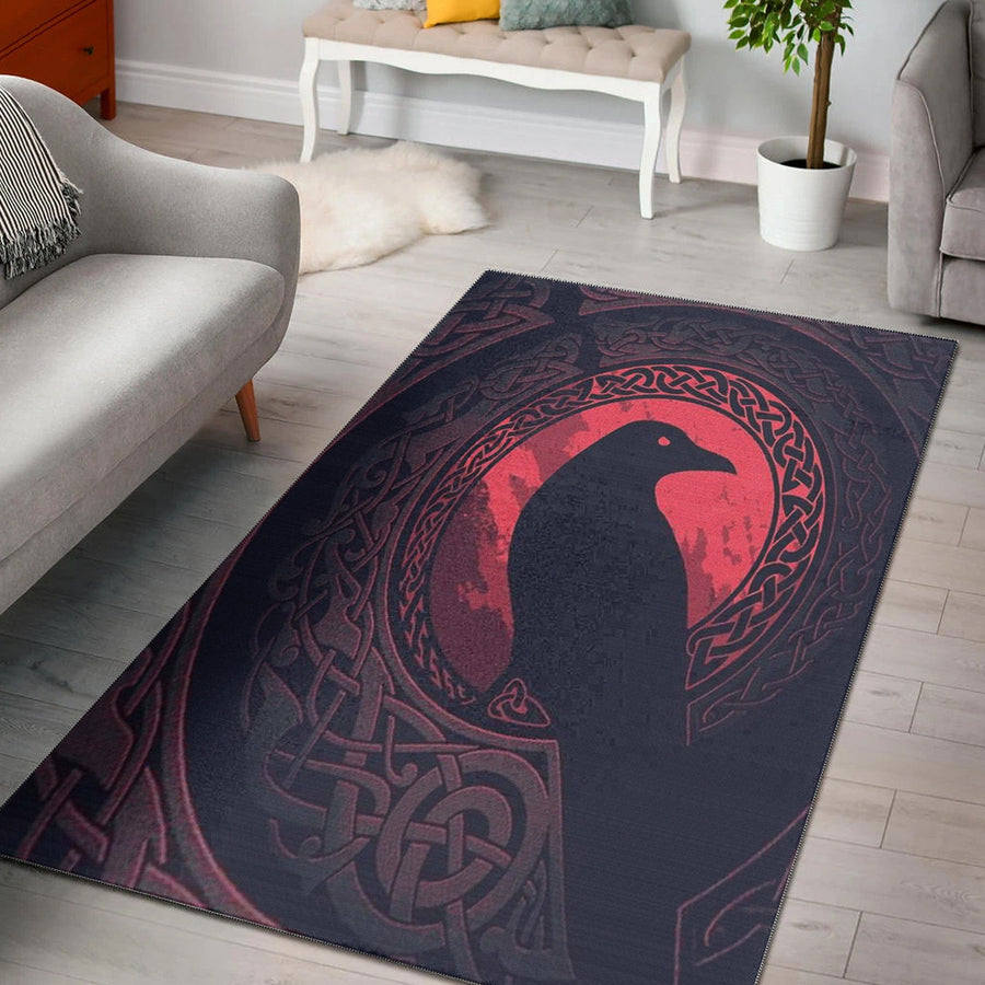 Ligerking Area Rug - Viking Raven and Celtic Blood Style Area Rug A35