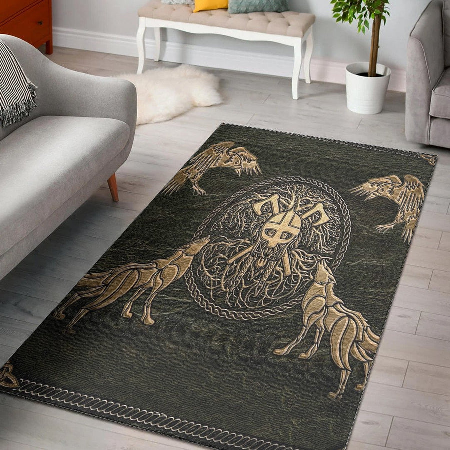 Ligerking Area Rug - Viking Warrior Mugin and Hugin,Skoll and Hati Area Rug A35