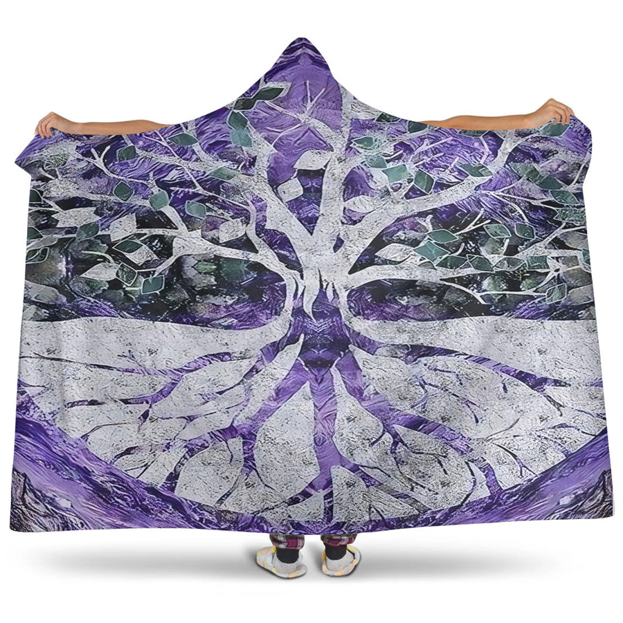 Ligerking Hooded Blanket - Viking Yggdrasil Tattoo and Vector Hooded Blanket A35
