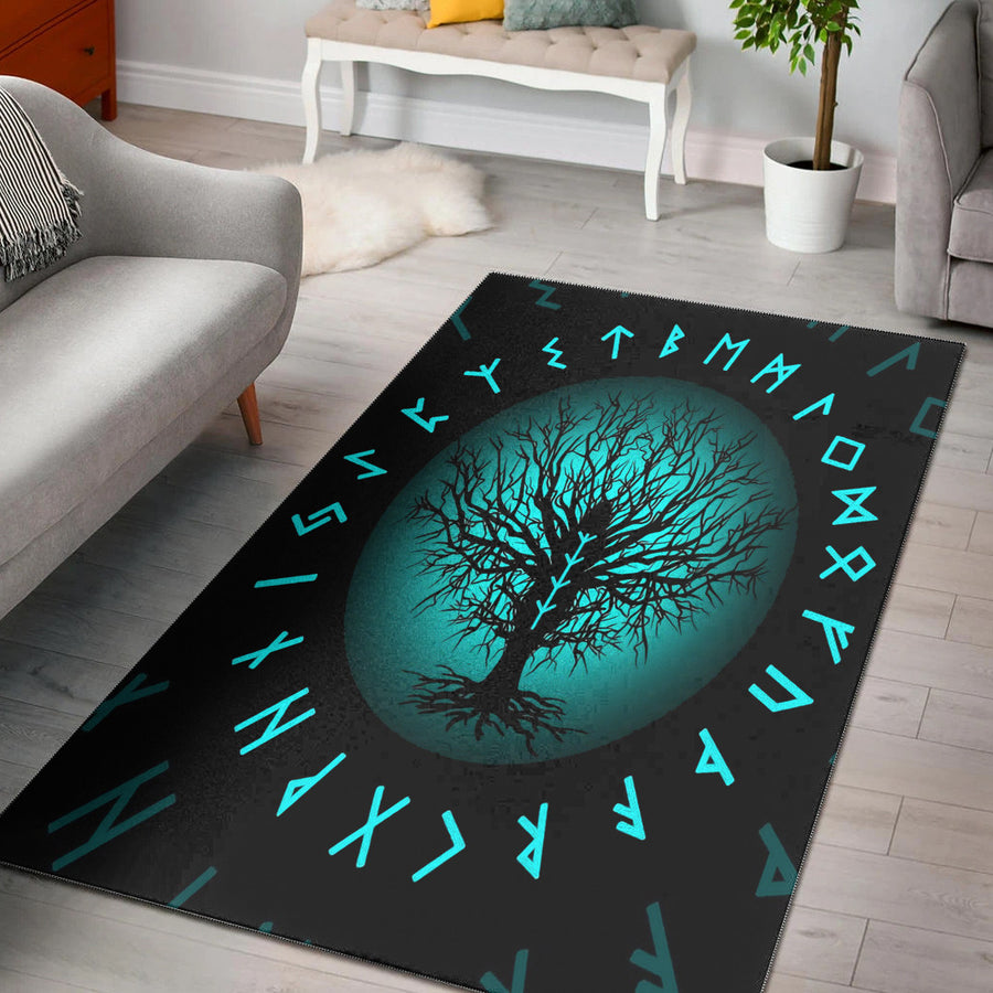 Ligerking Area Rug - Yggdrasil and Rune Round Tattoo Area Rug A35