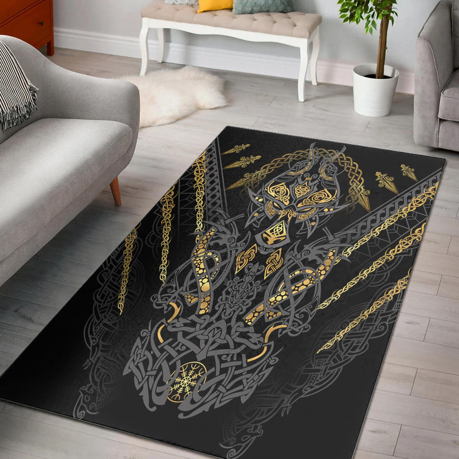 Ligerking Area Rug - Fenrir and Claw Gold-Black Area Rug A35