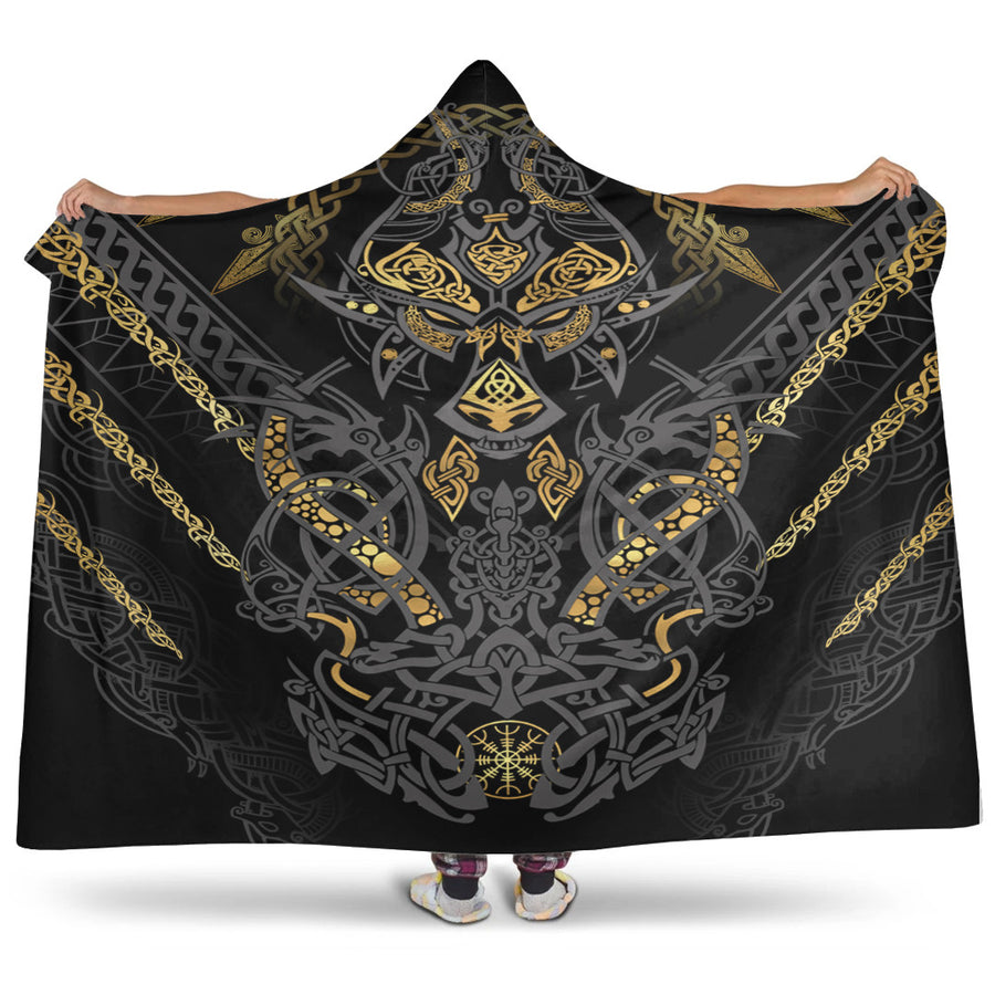 Ligerking Celtic Hooded Blanket - Fenrir and Claw Gold-Black Hooded Blanket A35