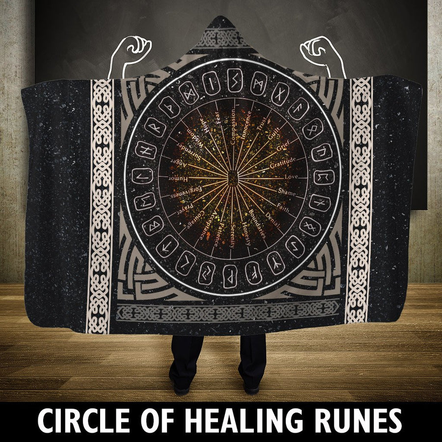 Ligerking Hooded Blanket - A Circle Of Healing Runes A7