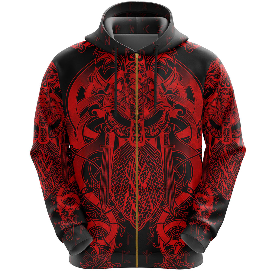 Ligerking Fenrir & Tyr Tattoo Zip Hoodie - Red Version A7