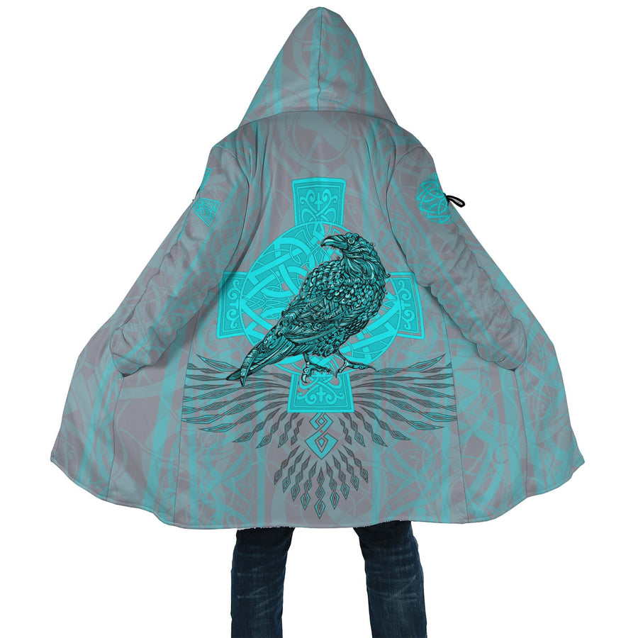 Ligerking - Cloak Odinâ€™s Celtic Raven Scandinavian Tattoo Style Cyan A27