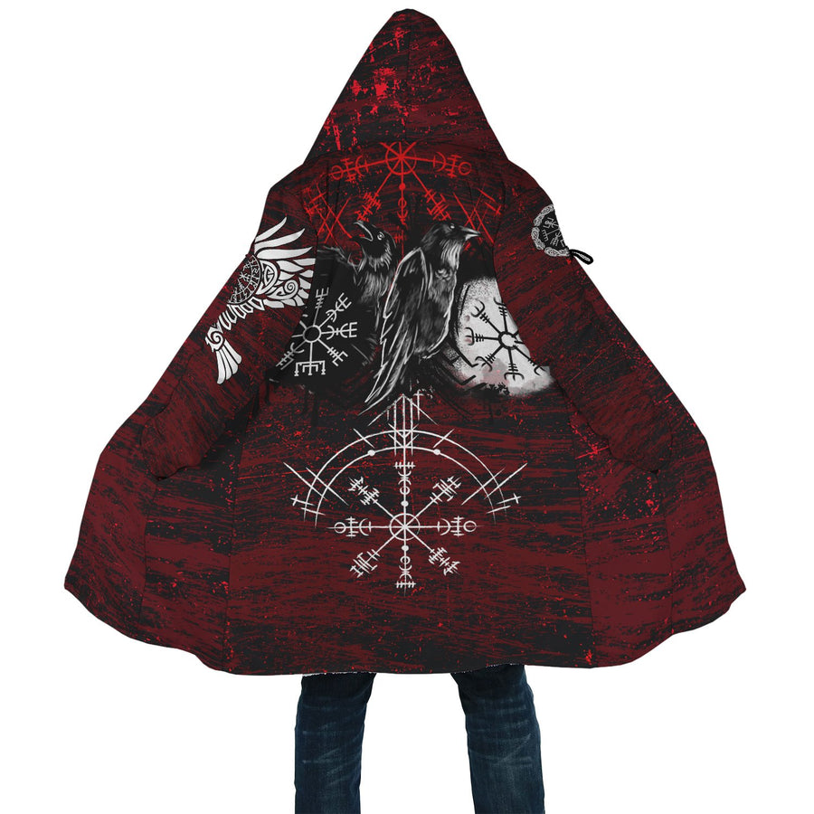 Ligerking Cloak - Raven of Odin and Symbol Viking on Blood Background A27