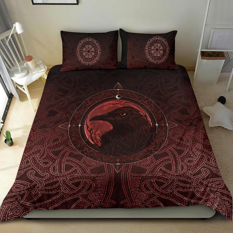 Ligerking Bedding Set, Ethnic Odin Raven Red A31