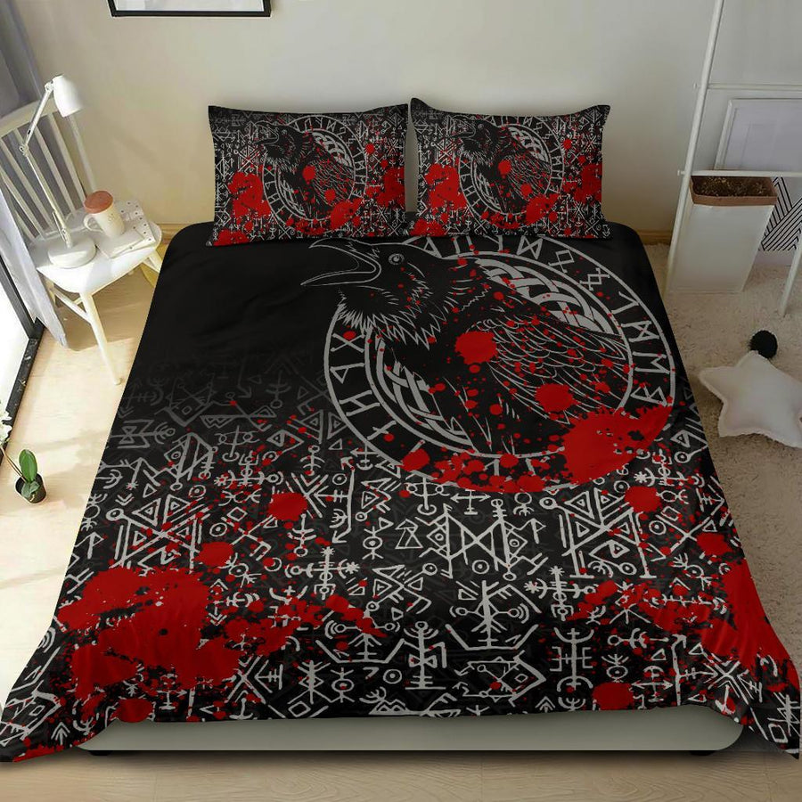 Ligerking Bedding Set - Odin Raven Rune Futhark Blood A27