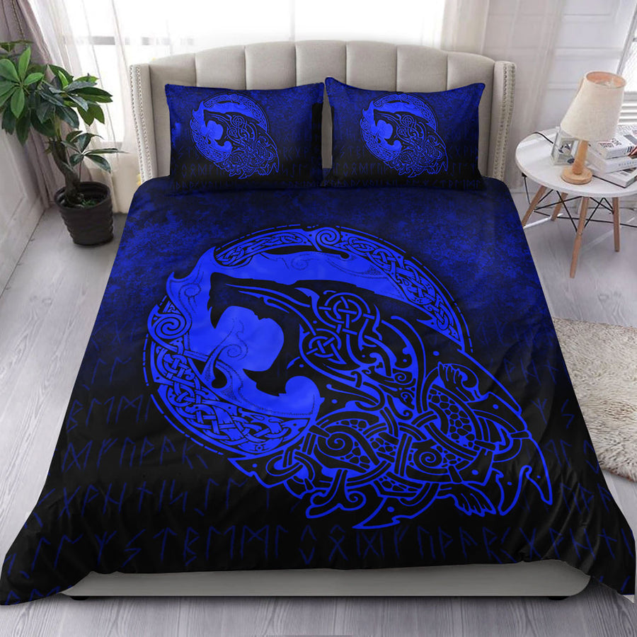 Ligerking Bedding Set - Fenrir Viking 3D Tattoo - Blue Version Bedding Set A7