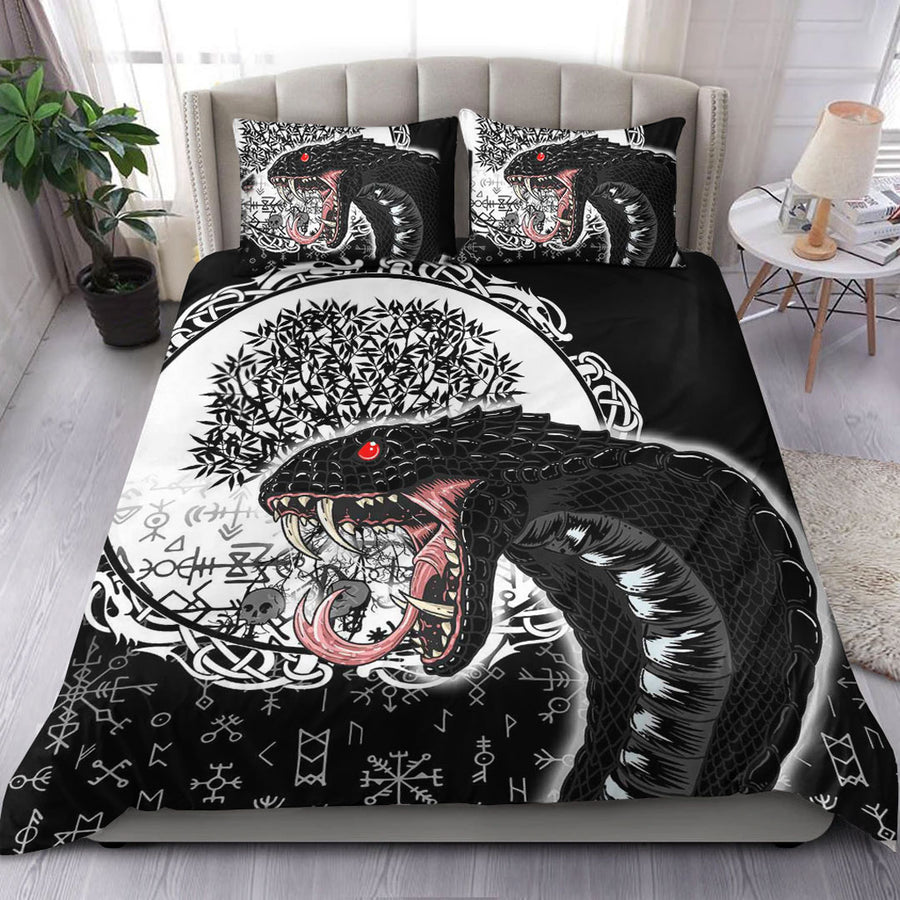 Ligerking Bedding Set - Jomngandr and Yggdrasil Black and White Bedding Set A35