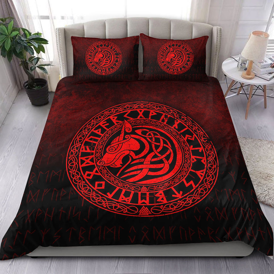 Ligerking Bedding Set - Viking Wolf - Red Version Bedding Set A7