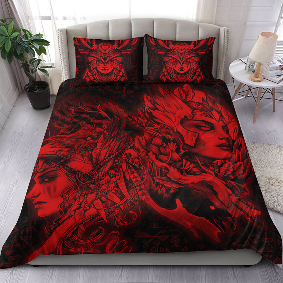 Ligerking Bedding Set - Valkyries And Bear Raven Red Tree Cletic Bedding Set A95