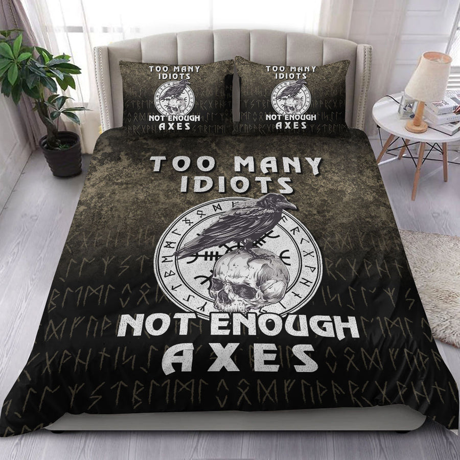Ligerking Bedding Set -Too-Many-Idiots-Not-Enough-Axes-Viking Bedding Set A7