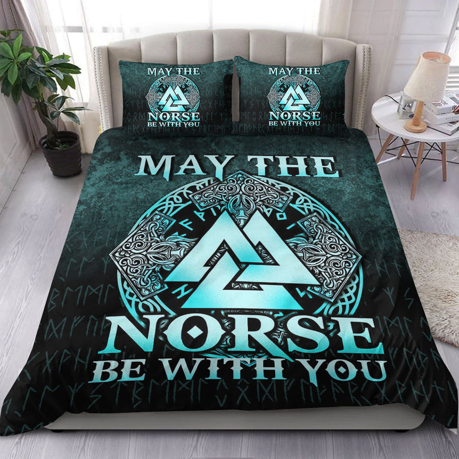 Ligerking Bedding Set - May The Norse Be With You Viking - Cyan Version Bedding Set A7