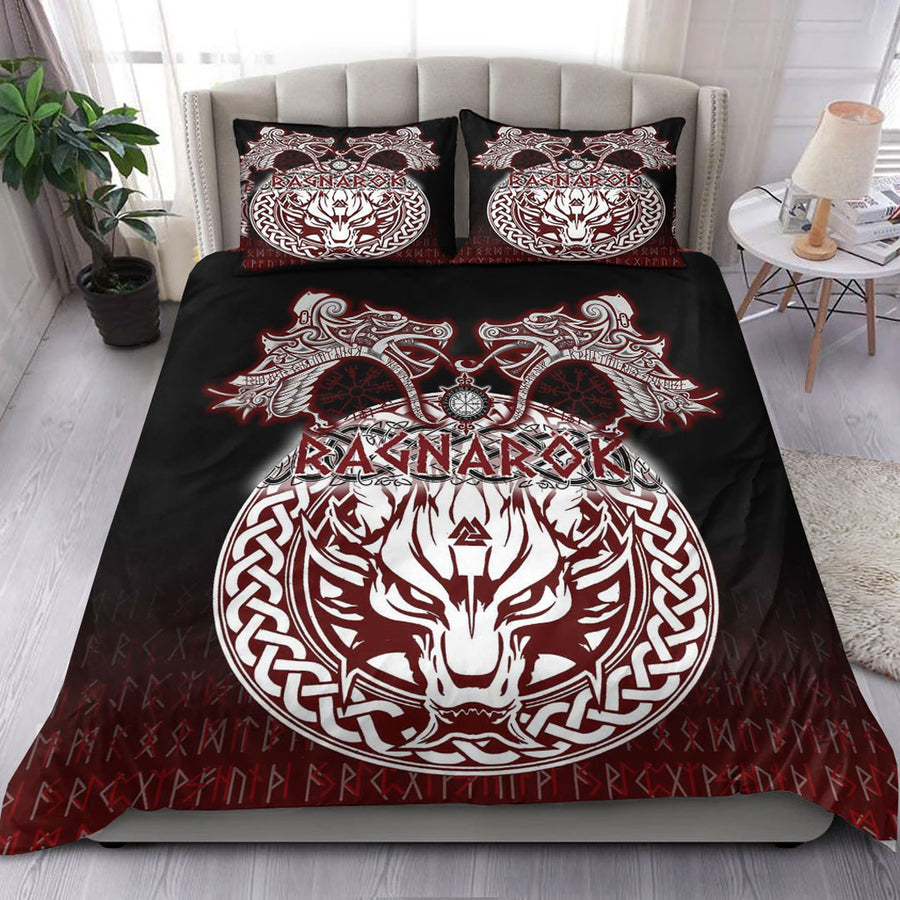 Ligerking Bedding Set - Ragnarok Fenrir,Valknut and Vegvisir Bedding Set A35