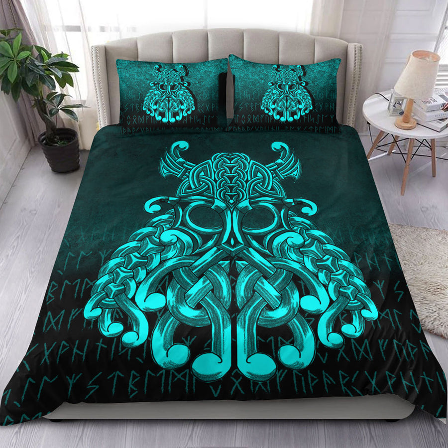 Ligerking Bedding Set - Vikings Odin Valhalla - Cyan Version Bedding Set A7