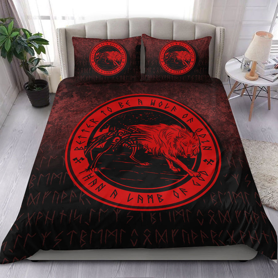Ligerking Bedding Set - Wolf Of Odin - Red Version Bedding Set A7