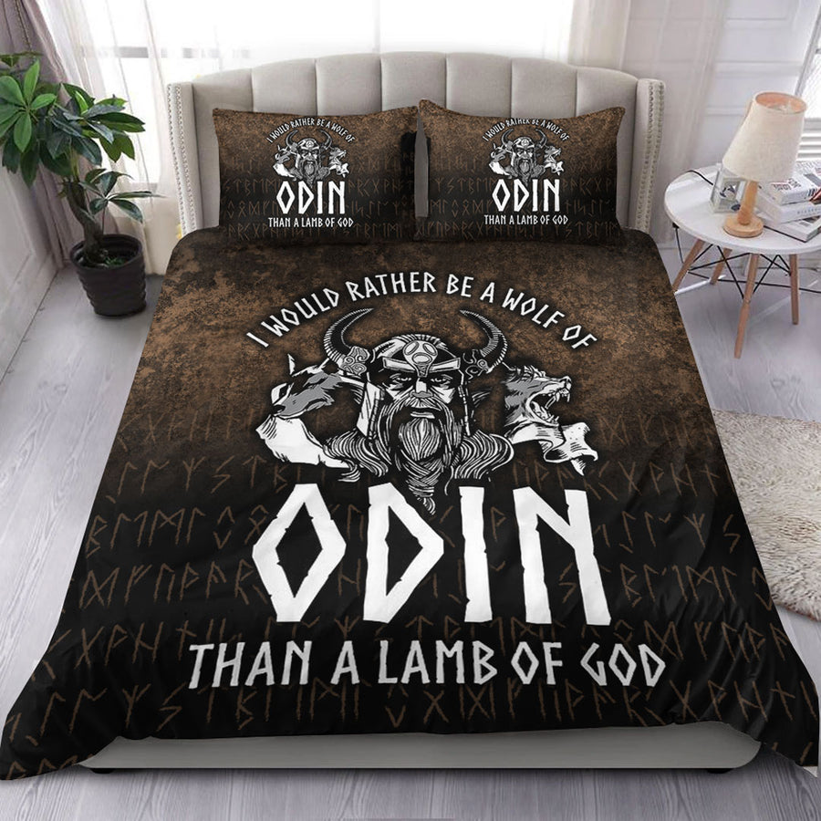 Ligerking Bedding Set -I Would Rather Be A Wolf Of Odin Than A Lamb Of God Bedding Set A7